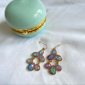 Iridescent Purple and Green Drop Earrings